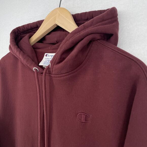 CHAMPION Hoodie Adult XS Classic Fleece Pullover Sport Sweatshirt Jumper Maroon - Picture 2 of 12